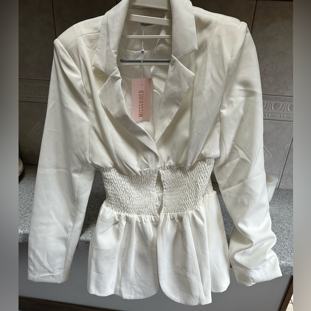 White Waist Blazer